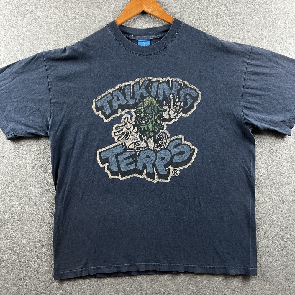 Talking Terps Shirt Mens XL Blue Faded OG Logo Weed Pot Cannabis Streetwear Tee